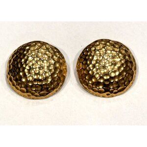 GJD GINNIE JOHANSEN HAMMERED GOLD 1.25" CLIP ON EARRINGS COUTURE GOLF BALL EUC